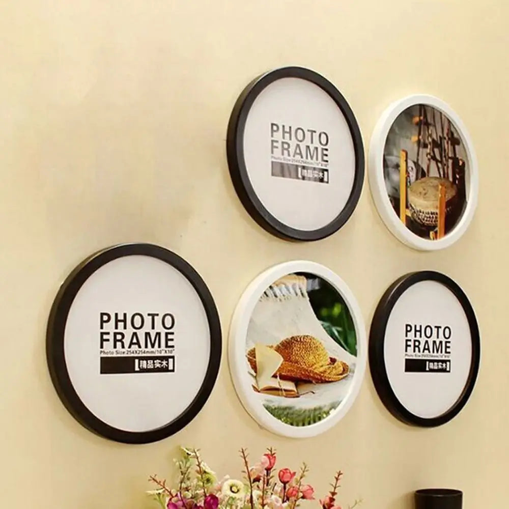 Wooden Round Picture Frame Wall Mounted Circle Photo Holder Round Picture Frame Nixie