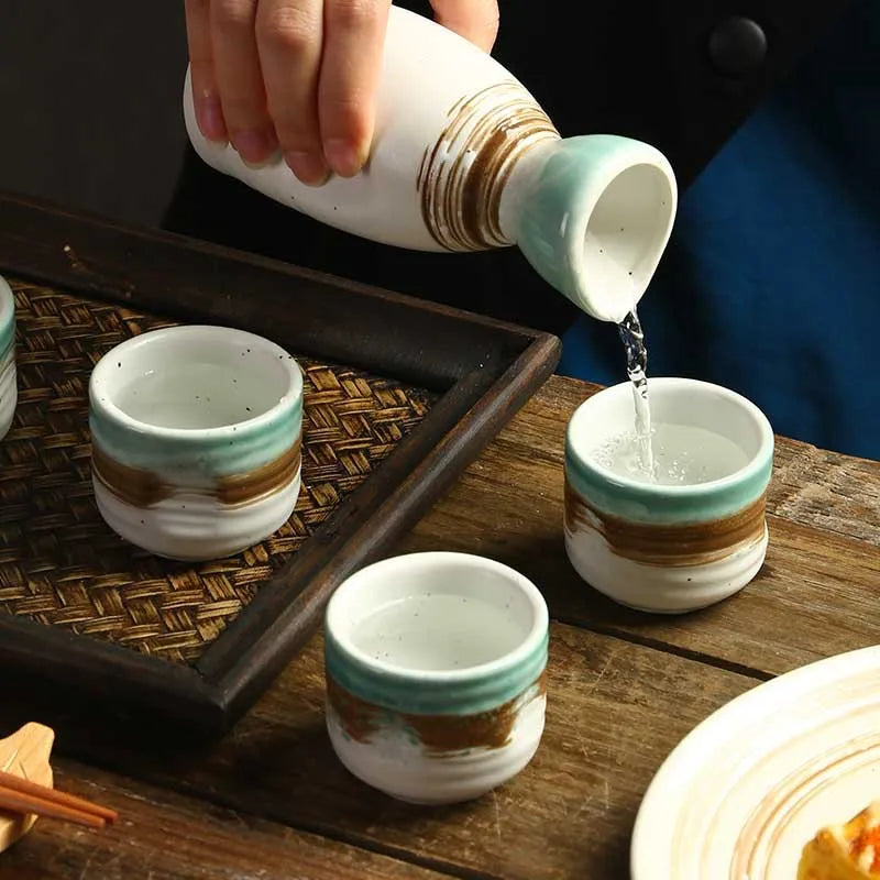 Japanese Ceramic Sake Pot Set – Hand-Painted Barware 190ml/400ml