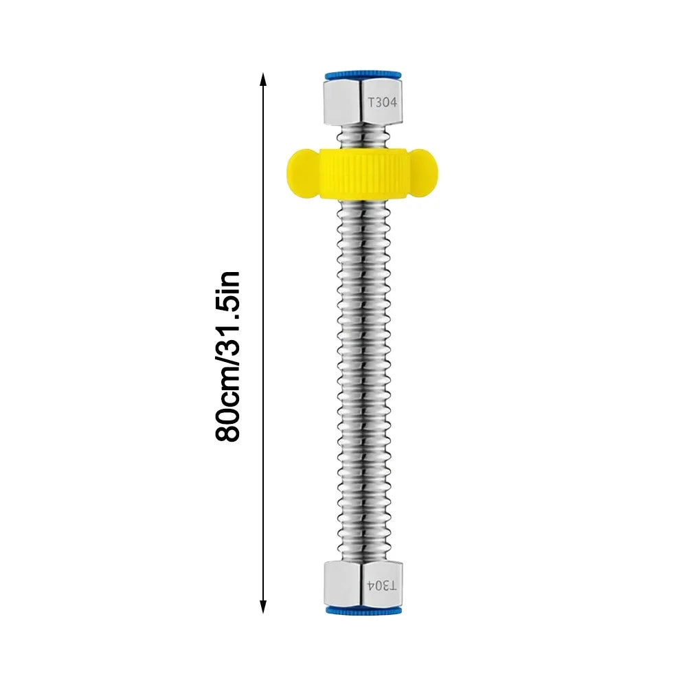 304 Stainless Steel Corrugated Plumbing Hose + Silicone Gasket Plumbing Supply Hose Nixie 80cm