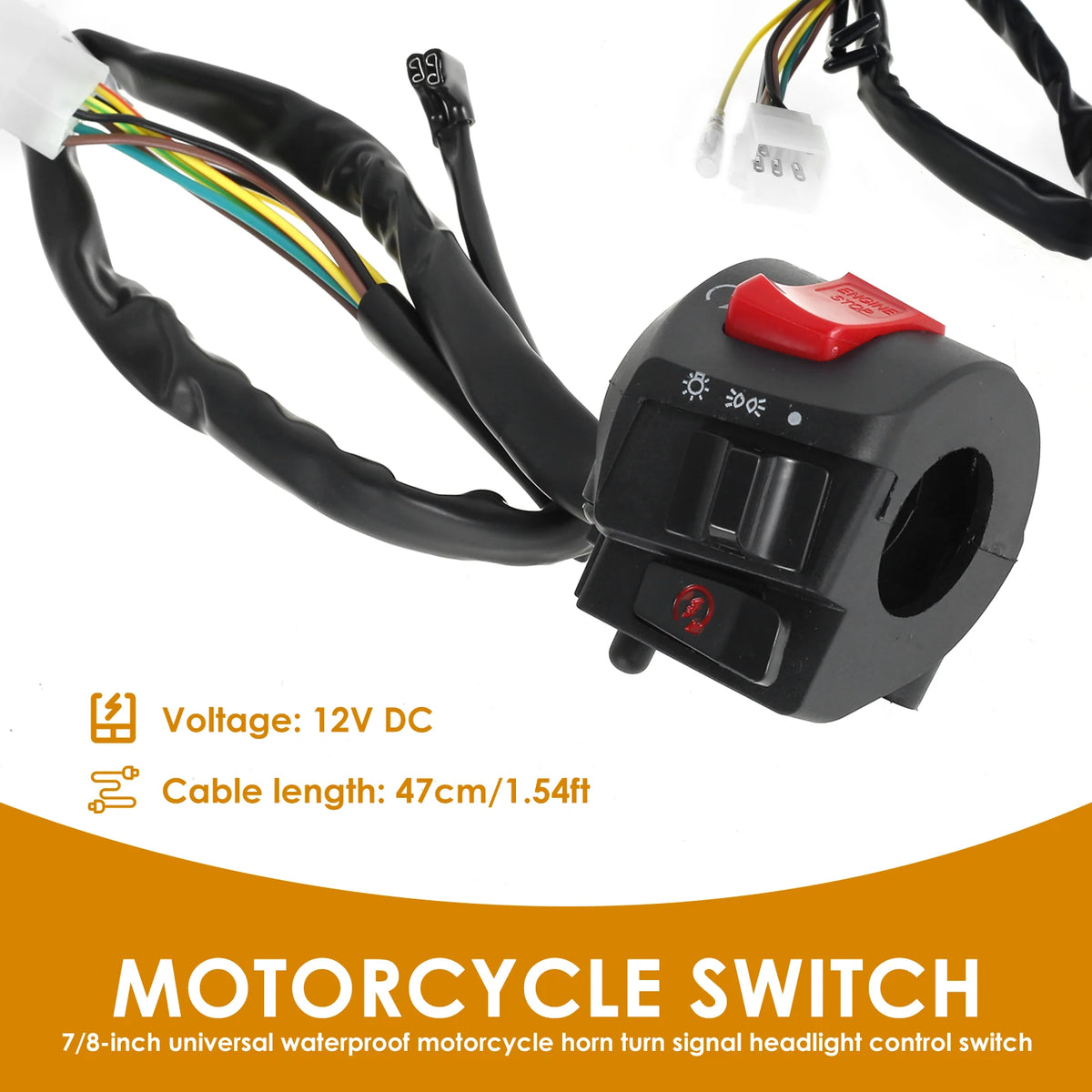 Universal 7/8" Motorcycle Handlebar Switch – Horn & Headlight Handlebar Switch Nixie right start