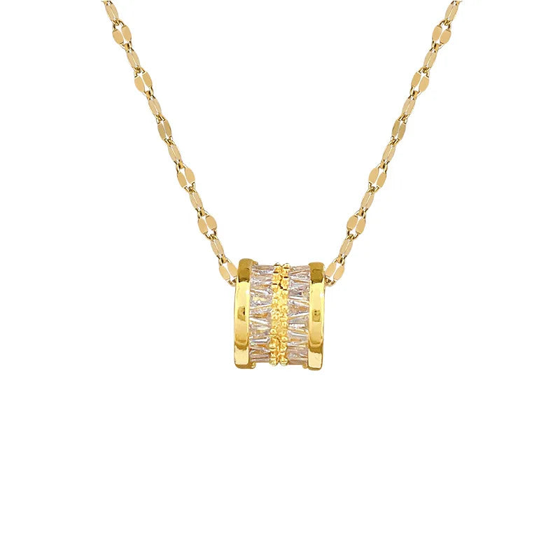 Minimalist Copper Zircon Pendant Necklace | Stainless Steel Chain Pendant Necklace Nixie