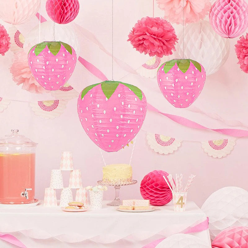 3D Strawberry Paper Lantern Hanging Party Decoration Ornament Party Paper Lantern Nixie