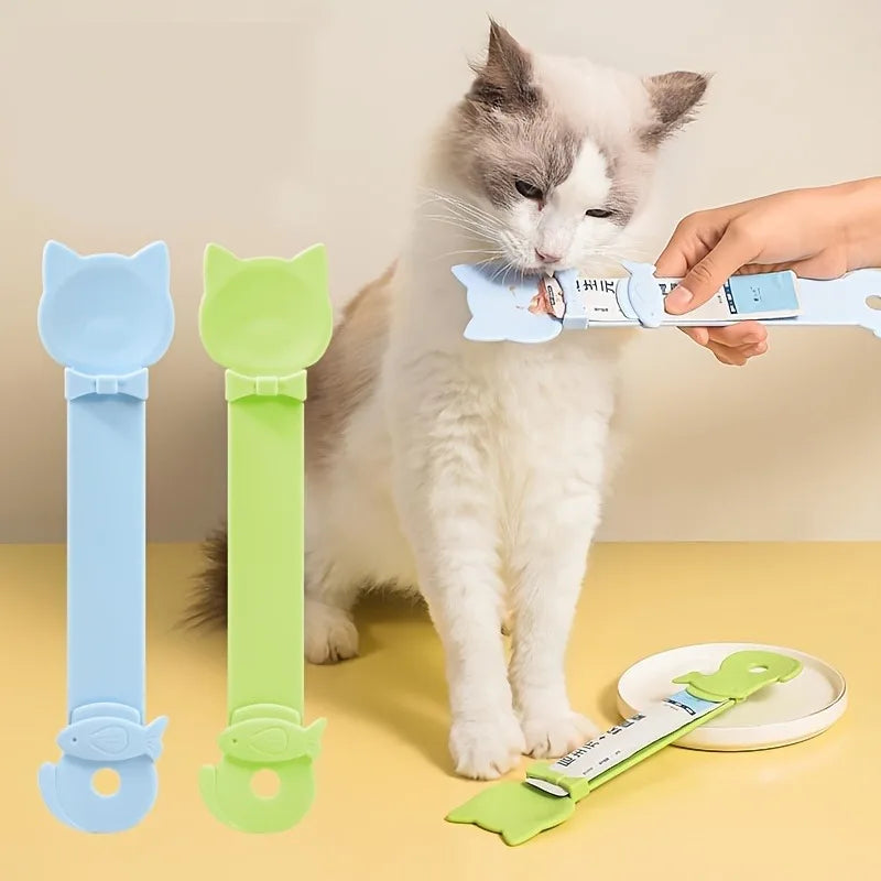 Cat Strip Feeder Spoon – Long Handle Lickable Wet Food Dispenser Cat Food Feeder Nixie