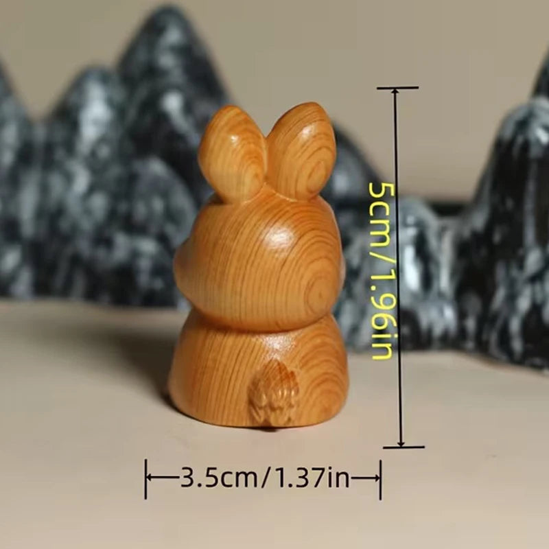 Wood Carved Easter Bunny Figurine – Cute Rabbit Ornament & Gift Wooden Rabbit Figurine Nixie