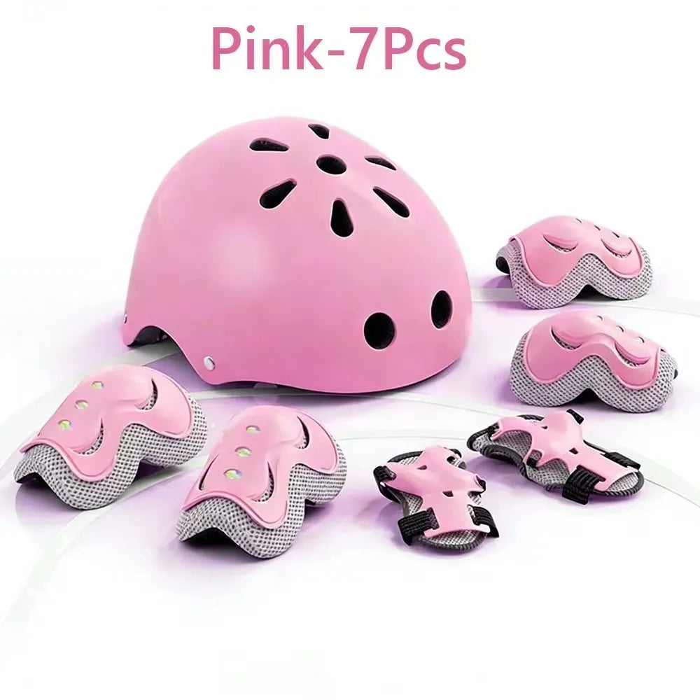 7-Piece Kids Protective Gear Set – Helmet, Knee & Elbow Pads Kids Protective Gear Nixie Pink
