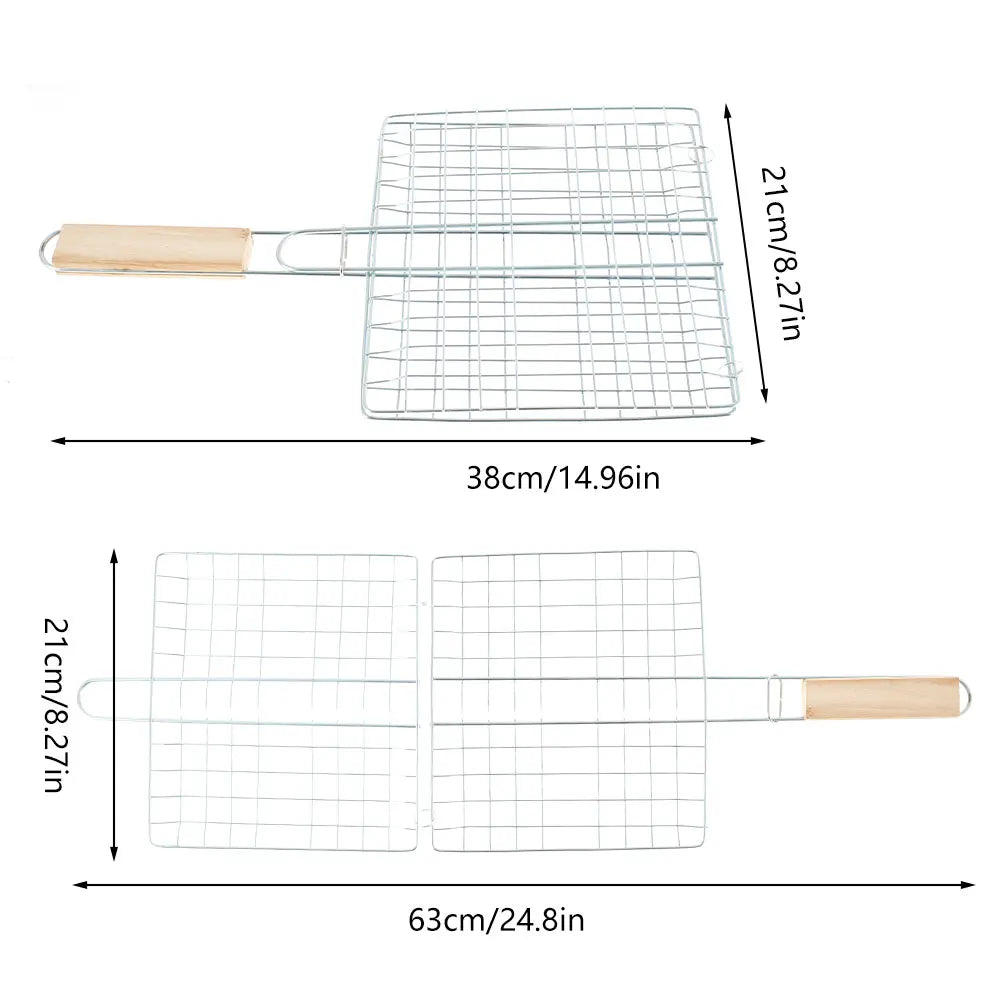 Stainless Steel Folding BBQ Grilling Basket – Fish, Meat & Veg BBQ Grilling Basket Nixie