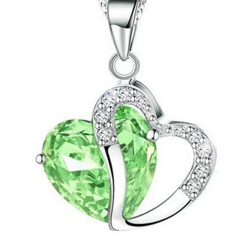 Women's Heart Crystal Rhinestone Silver Pendant Necklace Pendant Necklace Nixie