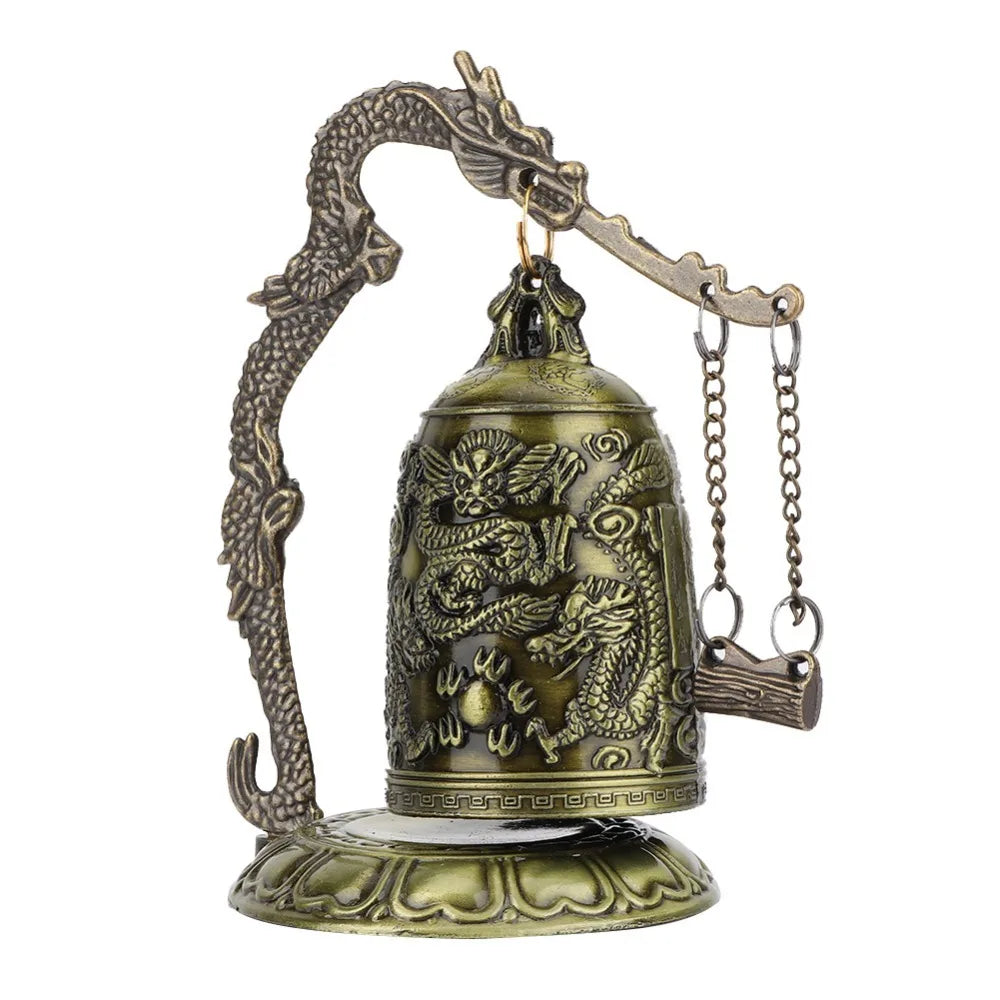 Bronze Dragon Bell Alloy Buddhist Bell Statue Home Decor Decorative Bell Statue Nixie Light Grey