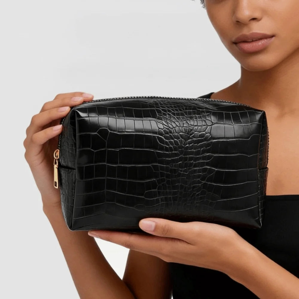PU Leather Makeup Bag Waterproof Crocodile Embossed Travel Pouch Cosmetic Travel Bag Nixie