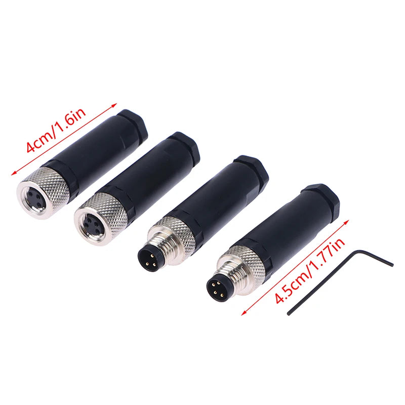 M8 Waterproof Sensor Connector Male Female 3/4 Pin Plug Industrial Sensor Connector Nixie