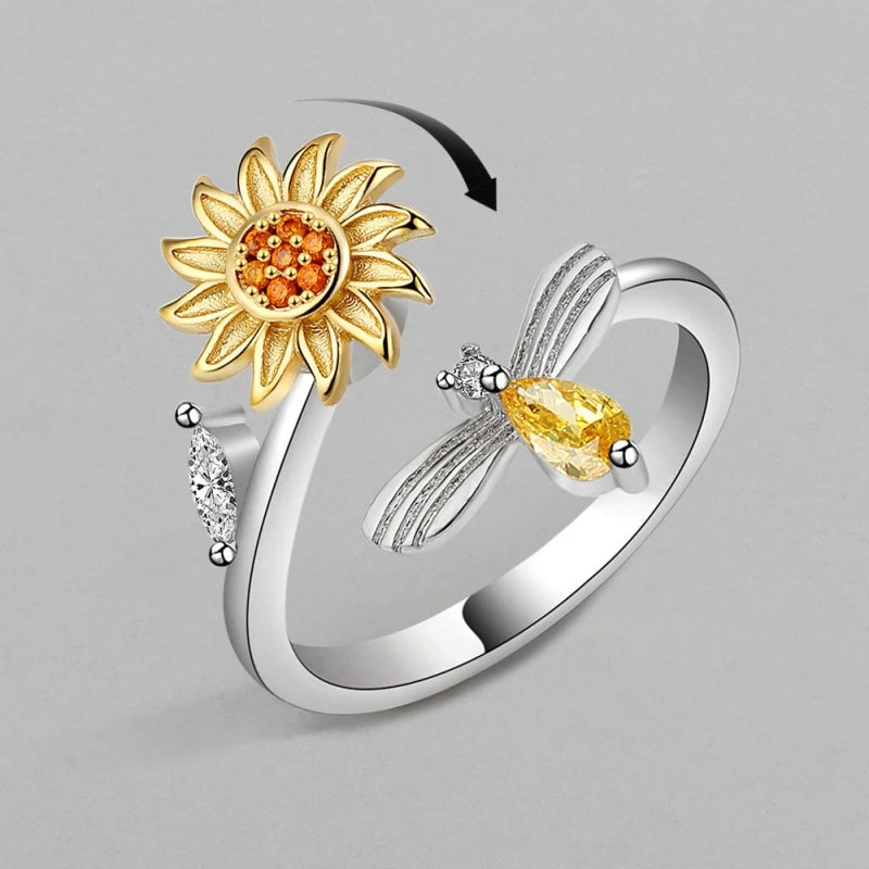 14K Gold Plated Rotatable Zirconia Ring – Women's Fashion Fashion Ring Nixie