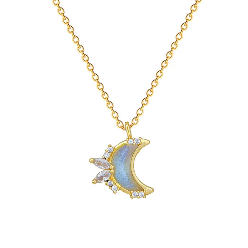 Moon Pendant Necklace Women | Gold Stainless Steel Choker