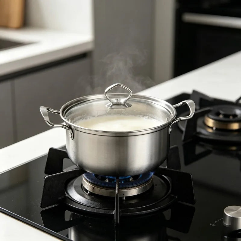 6-Piece Non-Stick Stainless Steel Cookware Set – 3 Pots & Lids Cookware Set Nixie