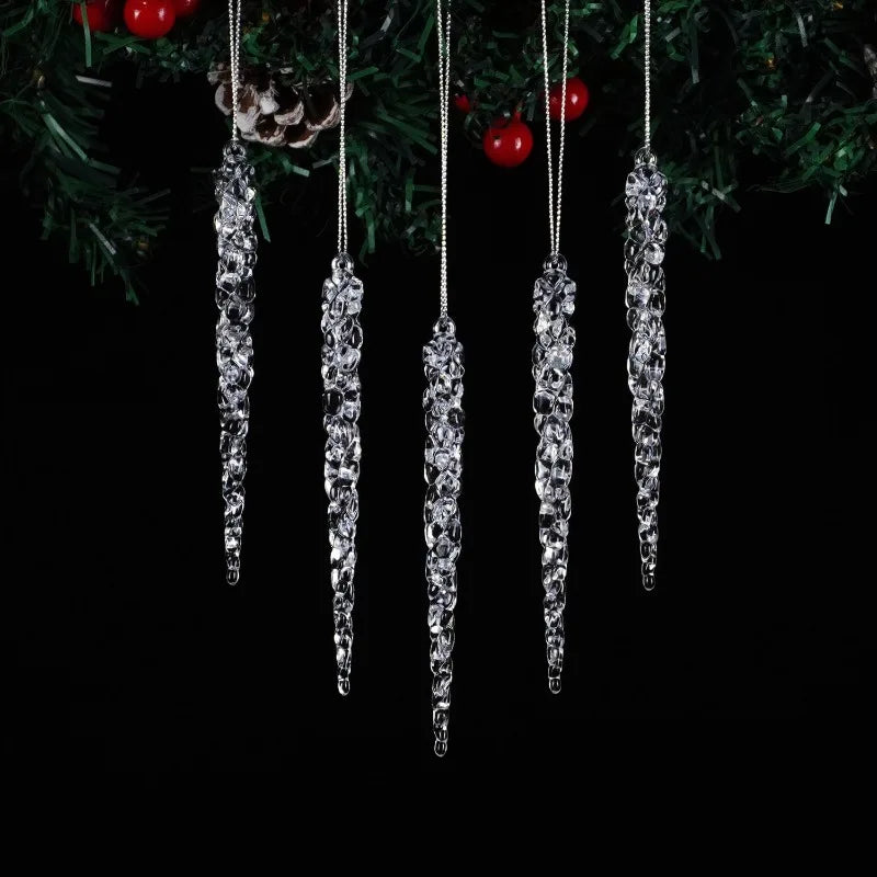 10Pcs Clear Acrylic Icicle Ornaments – Christmas & Wedding Decor Christmas Ornaments Nixie