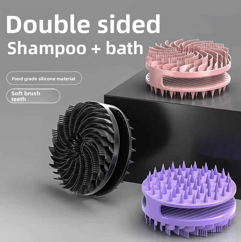 Dual-Sided Silicone Body Scrubber & Scalp Massage Bath Brush Bath Scrub Brush Nixie