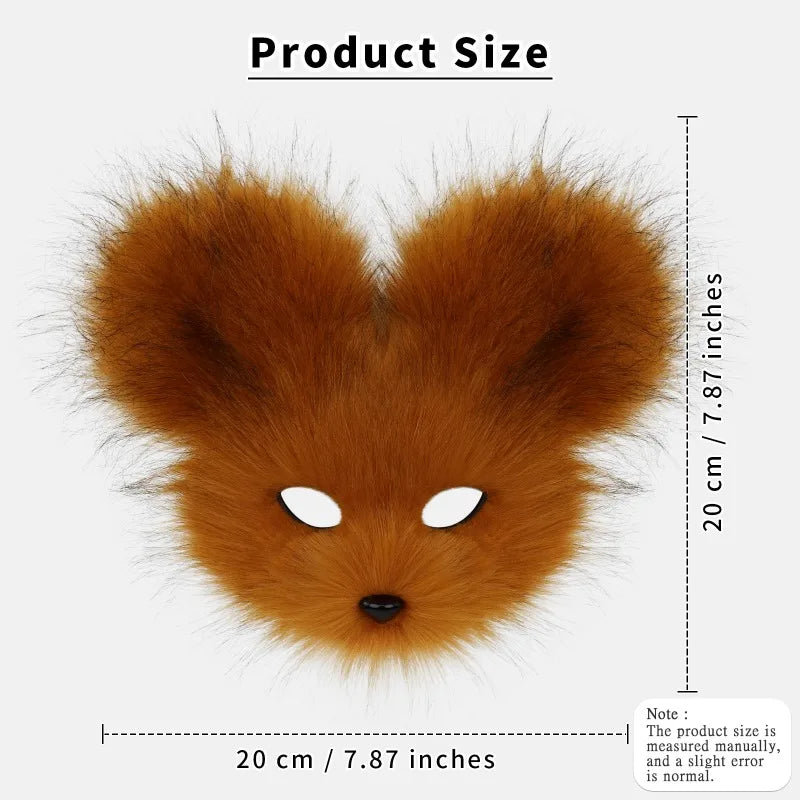Faux Fur Mouse Mask – Halloween Carnival Costume Prop Costume Mask Nixie