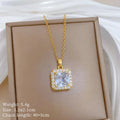 Geometric Square Pendant Necklace | Gold Clavicle Chain – Nixie Pendant Necklace Nixie XL2606-375