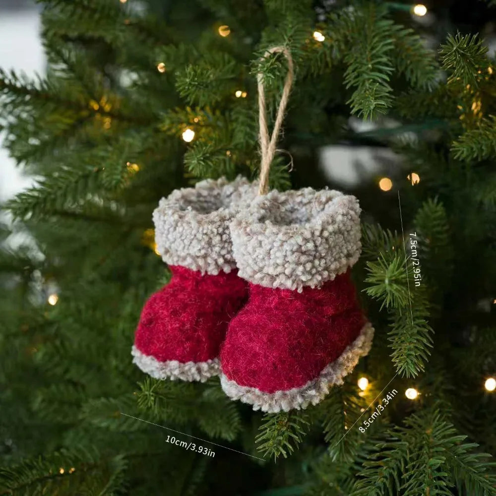 Knitted Plush Christmas Boot Ornaments – Mini Cozy Shoe Pendants Christmas Tree Ornament Nixie Style-3