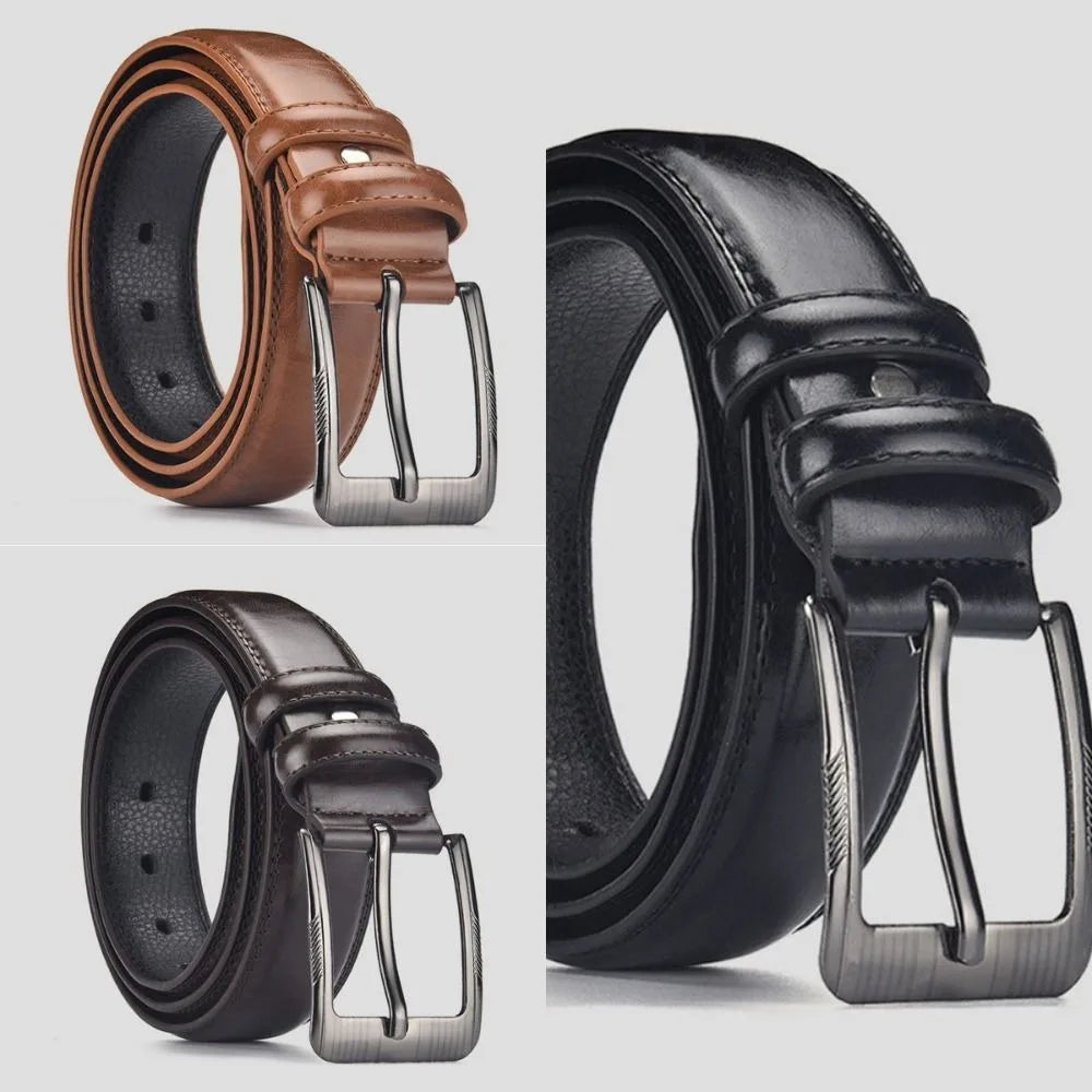 Retro PU Leather Men's Belt – Adjustable Metal Pin Buckle
