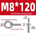 304 Stainless Steel M8 Eye Bolts – Heavy-Duty Lifting Eyelets