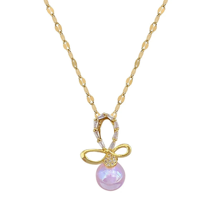 Mermaid Butterfly Knot Pendant Necklace – Gold Stainless Steel Pendant Necklace Nixie