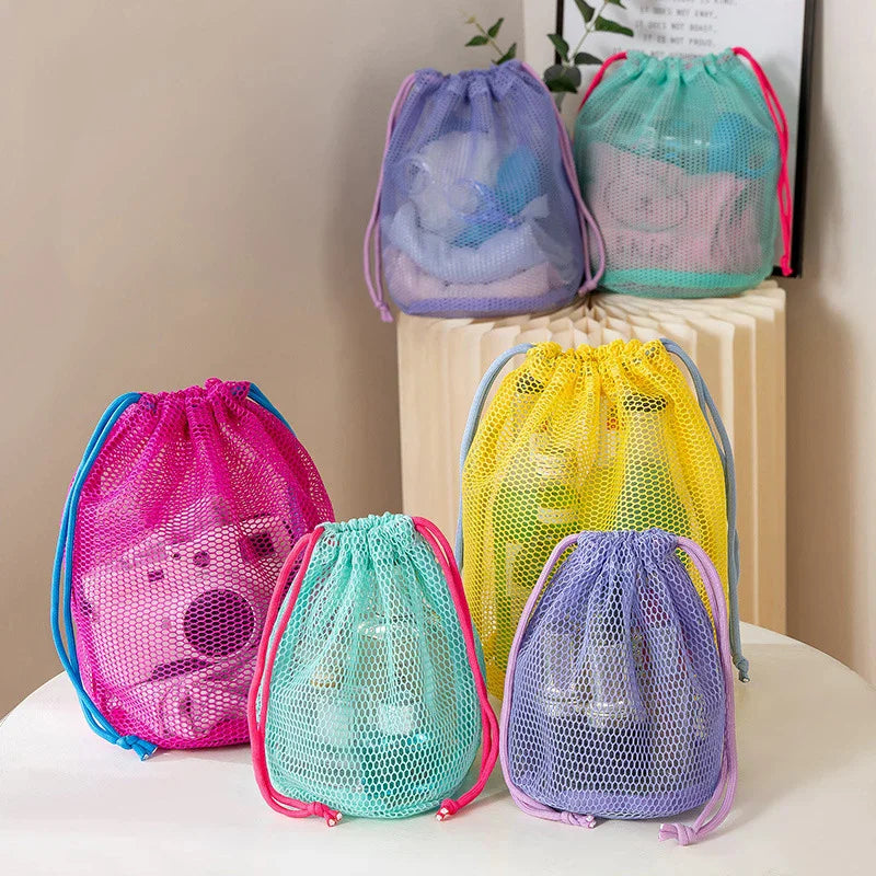 Nylon Mesh Drawstring Pouch – Travel & Makeup Storage Bag Mesh Storage Pouch Nixie