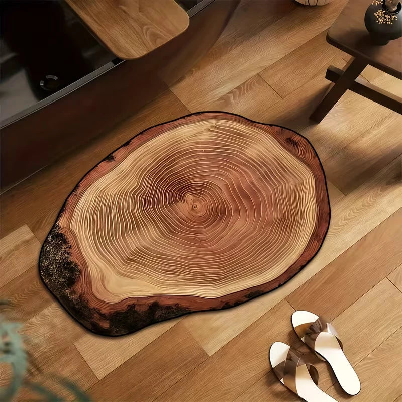 Wood Grain Bathroom Mat – Non-Slip Stump Design 50×80cm Bathroom Mat Nixie