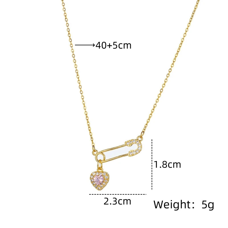 Copper Pin Love Pendant Necklace | Light Luxury Style