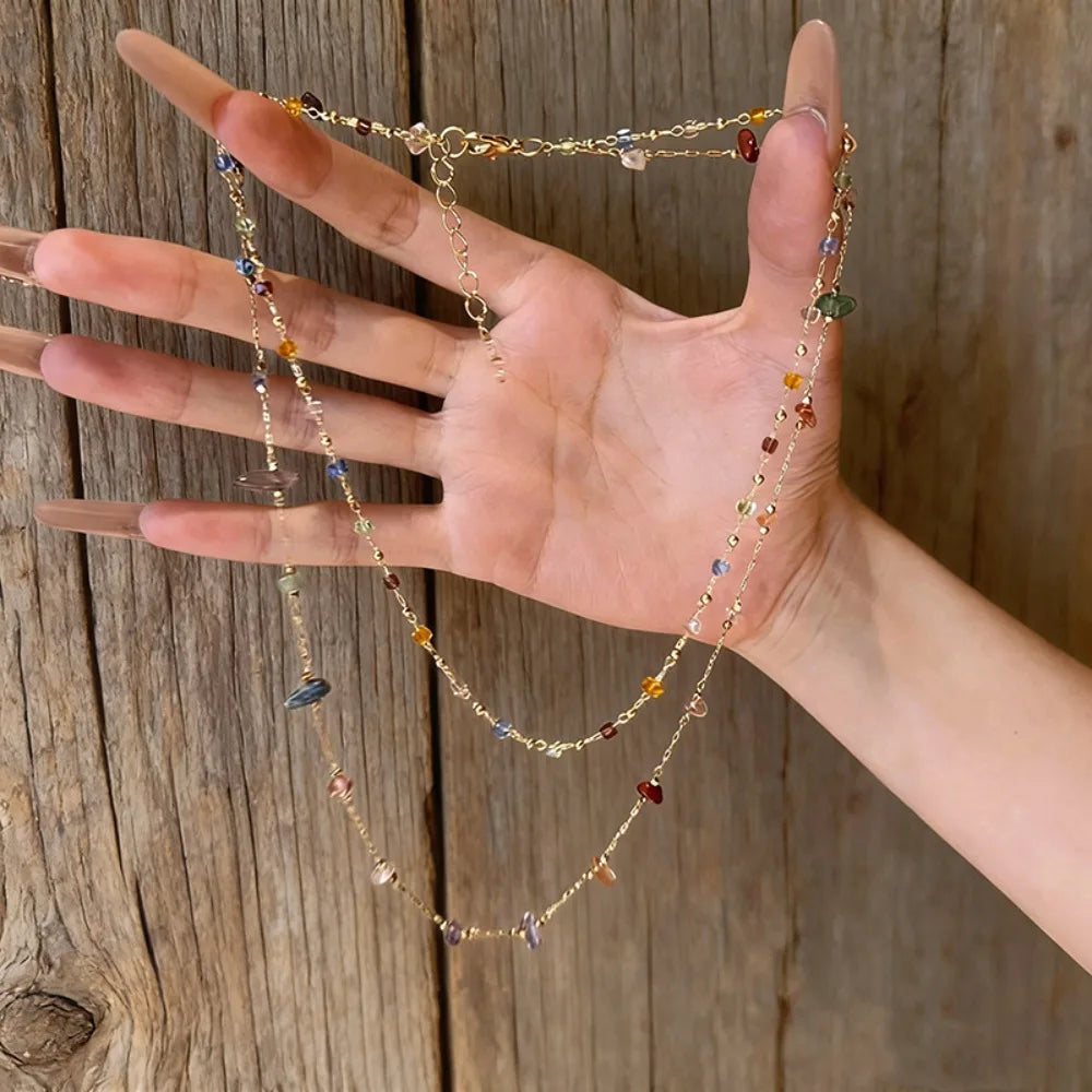Crystal Bead Clavicle Chain Necklace – Colorful Stone Pendant Pendant Necklace Nixie