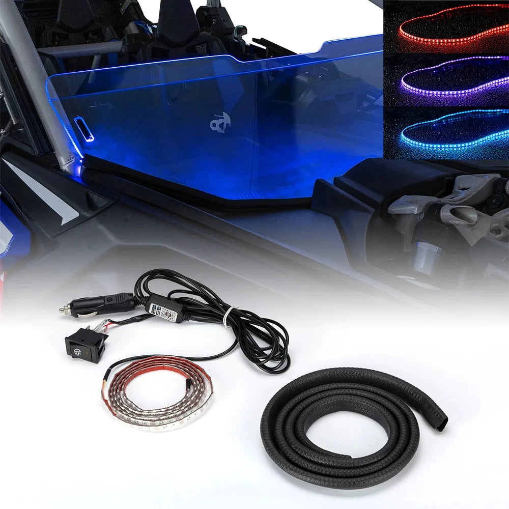 60" RGB LED Windshield Light Strip for Can-Am UTV Bluetooth App UTV LED Light Strip Nixie Default Title