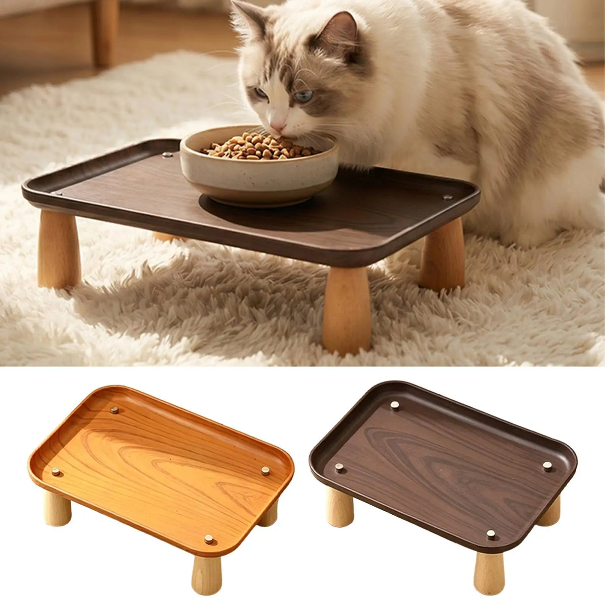 Elevated Cat Food Stand – Raised Anti-Spill Pet Feeder Table Pet Feeder Stand Nixie