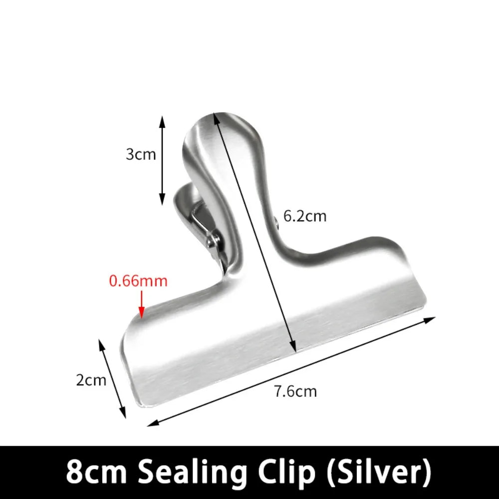Stainless Steel Binder Clips – Multi-Size Round Flat Mountain Head Metal Binder Clips Nixie 8cm Seal Clip 01