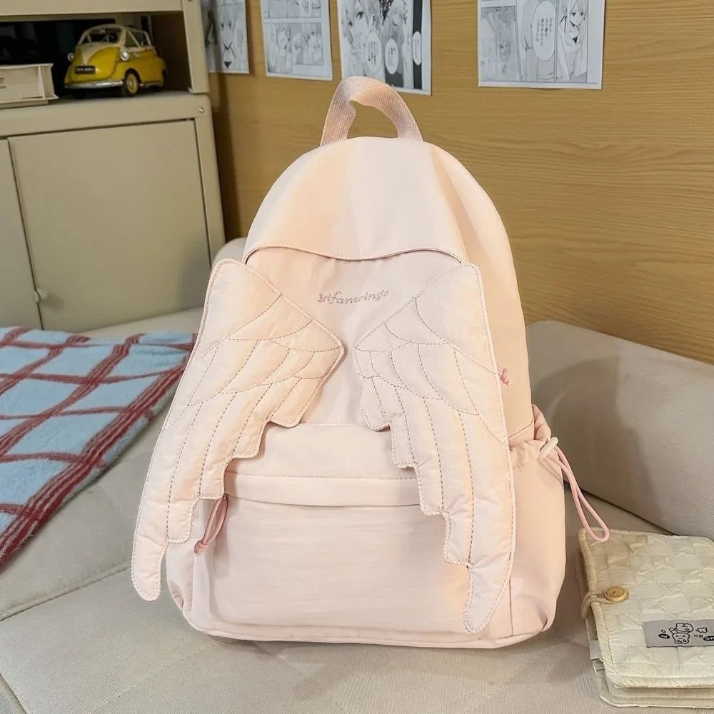 Angel Wing Y2K Embroidered Backpack – Lightweight Nylon Bag