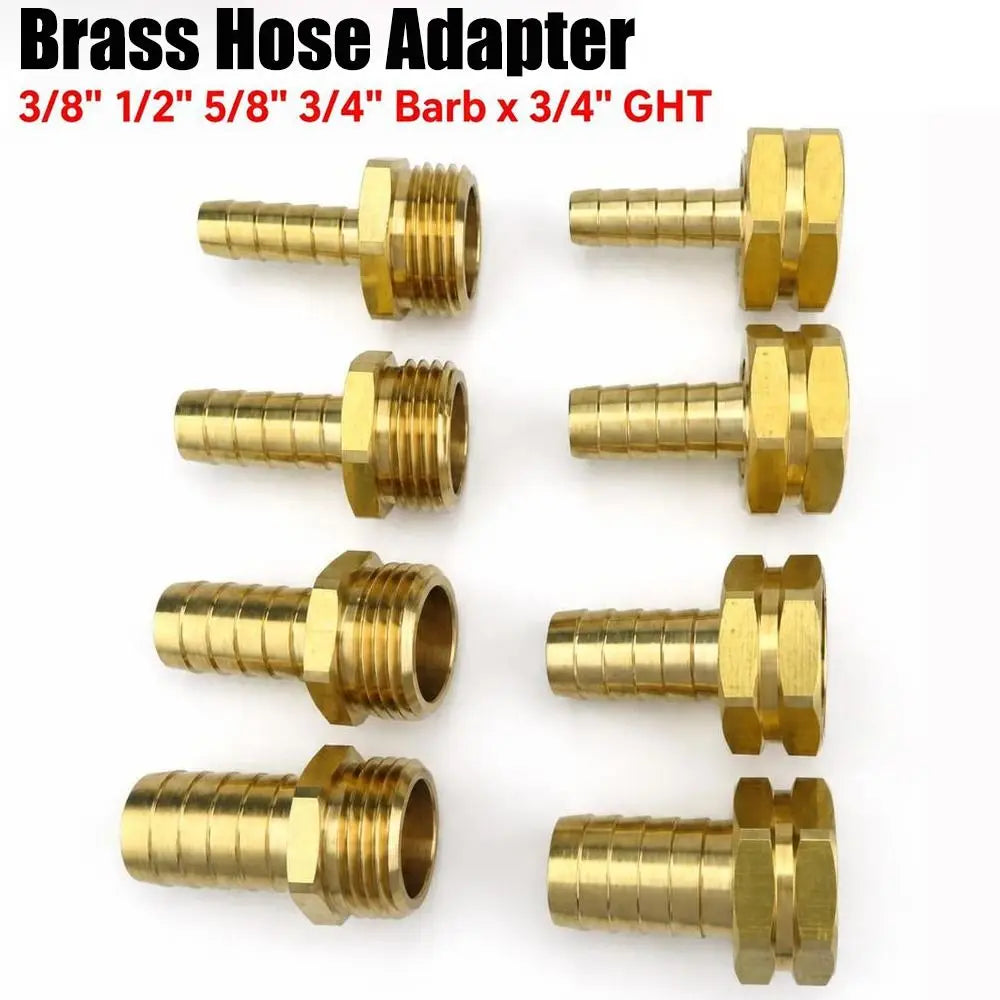 Brass Barb Fitting 3/8"–3/4" x 3/4" GHT Garden Hose Adapter Brass Hose Fitting Nixie