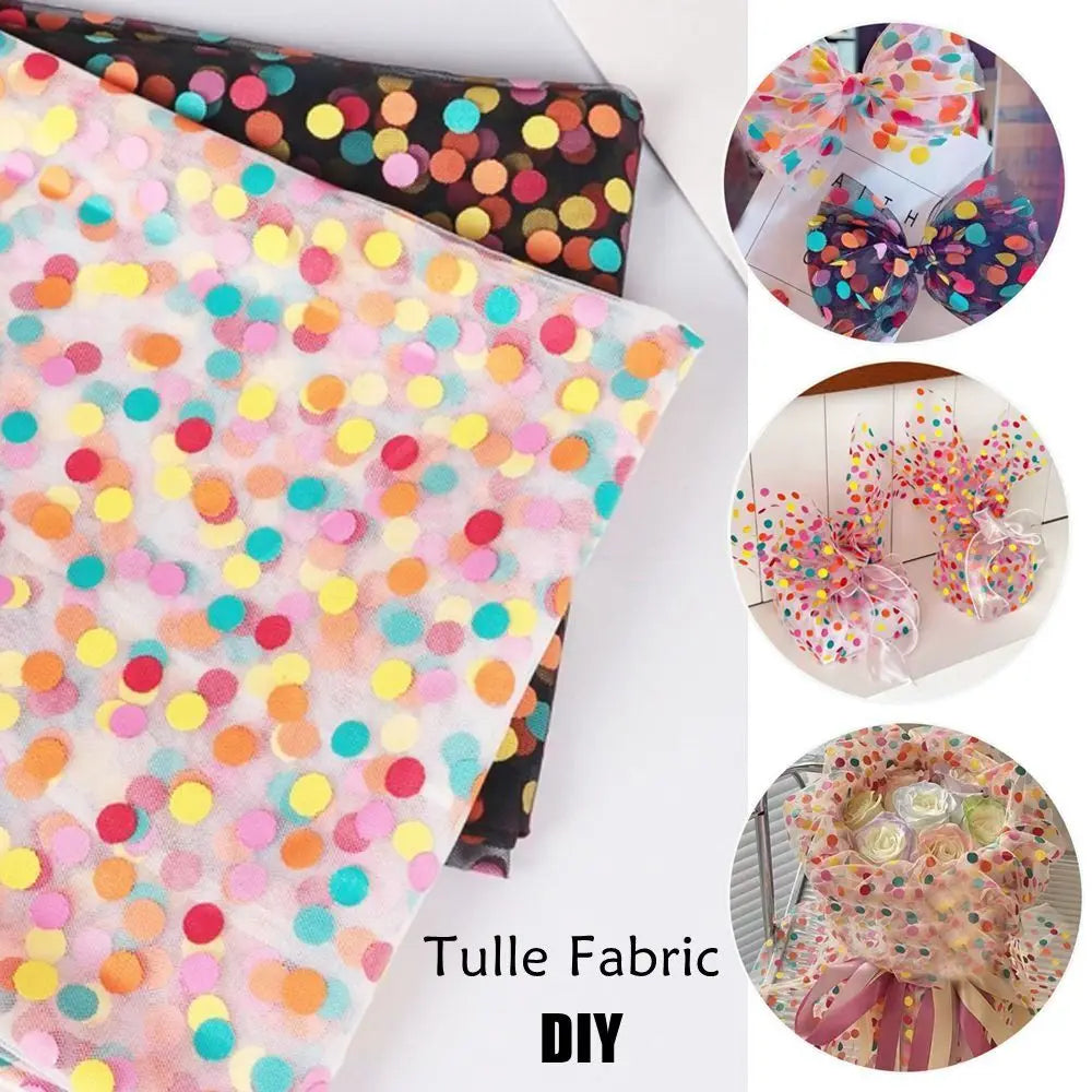 Colorful Polka Dot Tulle Organza Fabric – Bouquet Wrapping Mesh Bouquet Wrapping Fabric Nixie