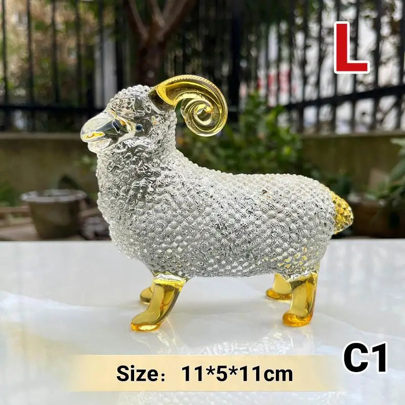 Crystal Sheep Figurine 2027 Zodiac Statue Home Décor Ornament