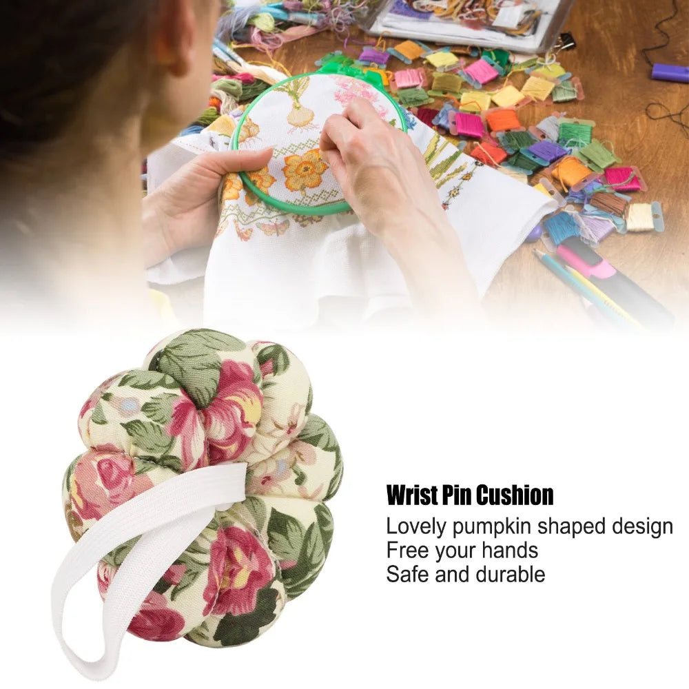 Wrist Pin Cushion Pumpkin Design – Elastic Wearable Strap