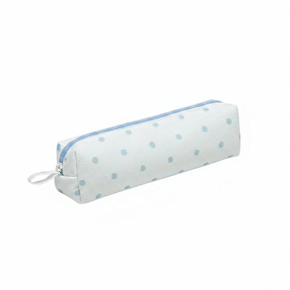 Cream Polka Dot Pencil Case – Large Capacity Stationery Pouch