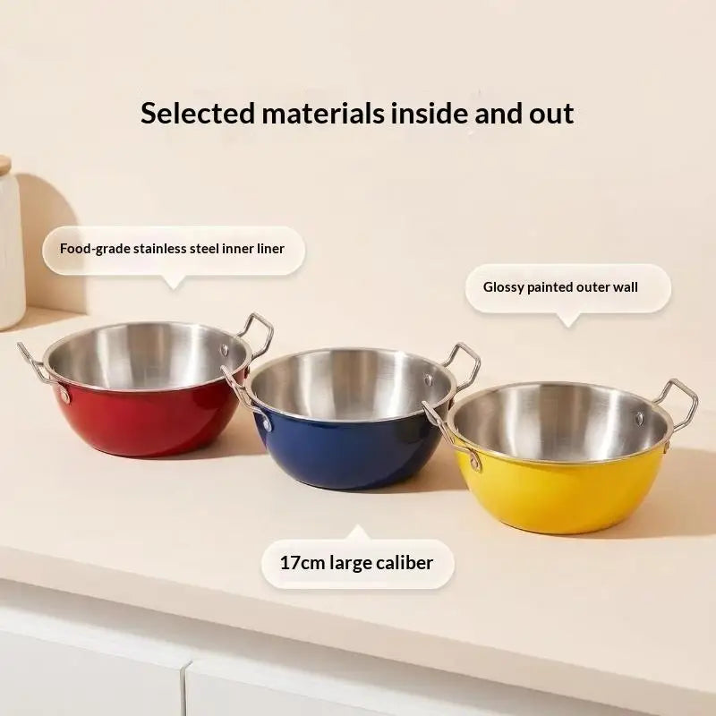 Stainless Steel Dual Handle Bowl | Colored 17cm Serving Bowl