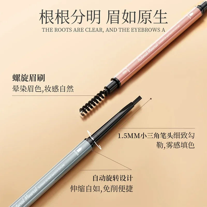 Double-Ended Natural Brown Eyebrow Pencil & Brush – Waterproof Eyebrow Pencil Nixie