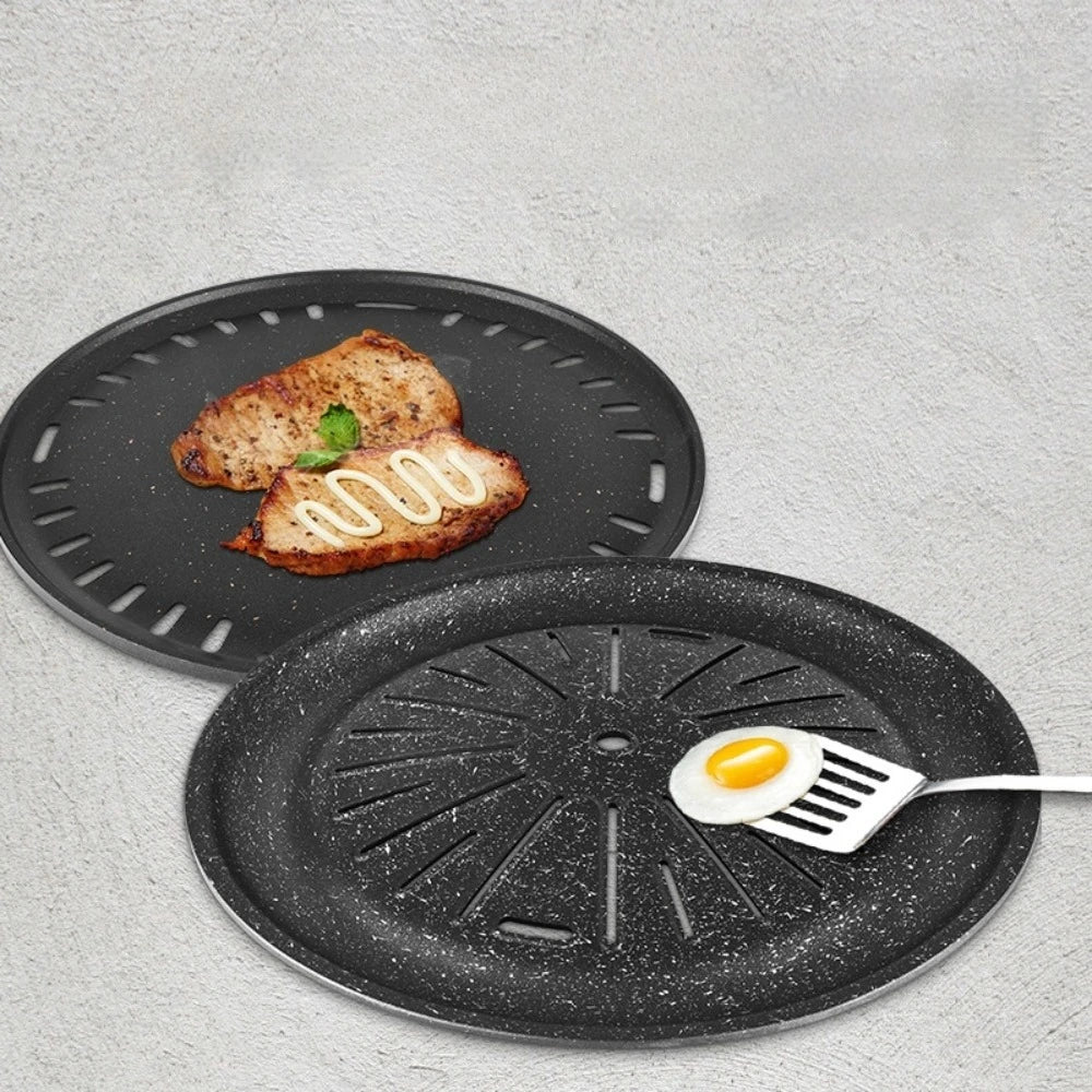 KOSUN Aluminum Round Nonstick BBQ Grill Pan – Camping & Outdoor BBQ Grill Pan Nixie