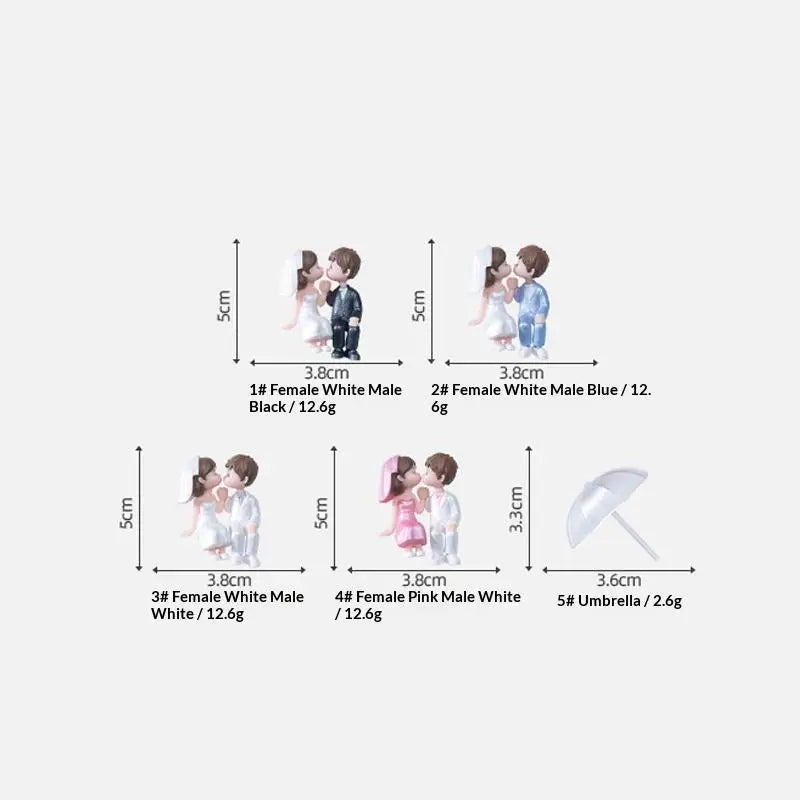 Kissing Couple Figurine with Umbrella | Wedding Cake Topper Couple Figurine Nixie