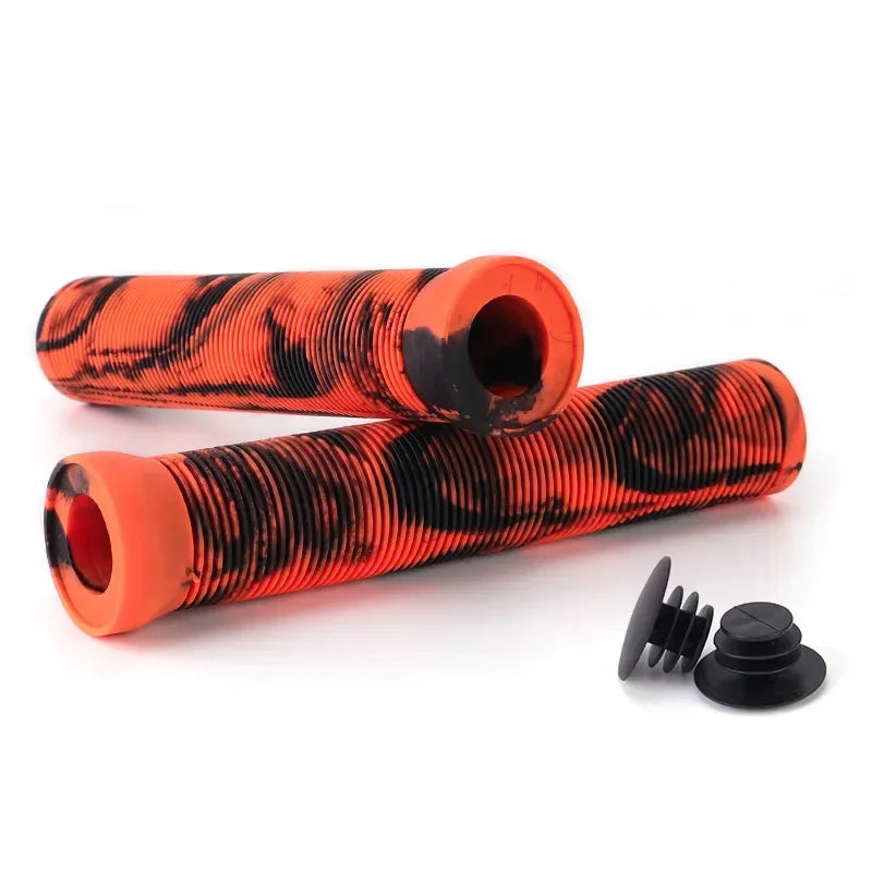 BUCKLOS 165mm Rubber Bike Handlebar Grips – Anti-Slip Pair Bike Handlebar Grips Nixie ORANGE-BLACK
