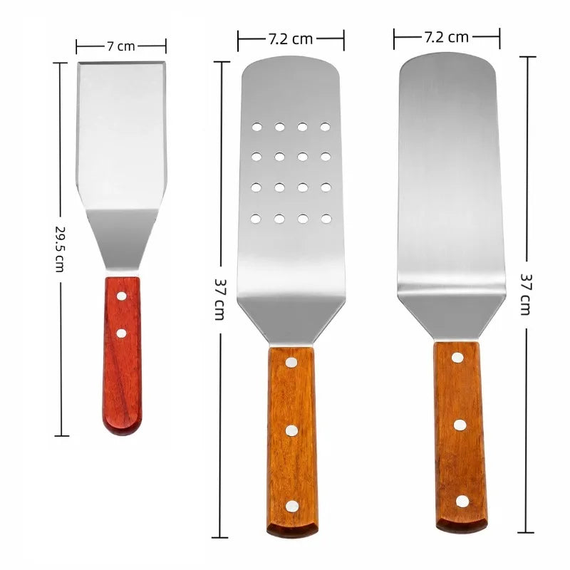 3-Piece Stainless Steel Spatula Set – BBQ, Grill & Kitchen Spatula Set Nixie 3 PCS-SET