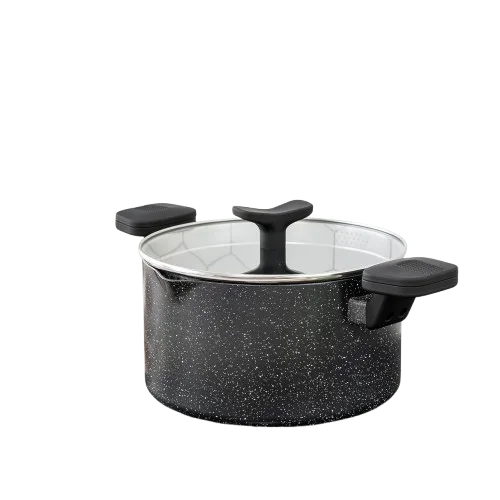 MICHELANGELO 6QT Granite Nonstick Stock Pot with Lid & Handles Nonstick Stock Pot Nixie Black