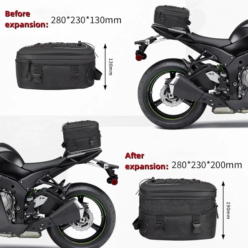 KEMITOUR Expandable Motorcycle Tail Bag 7-12L Rear Seat Luggage Motorcycle Tail Bag Nixie