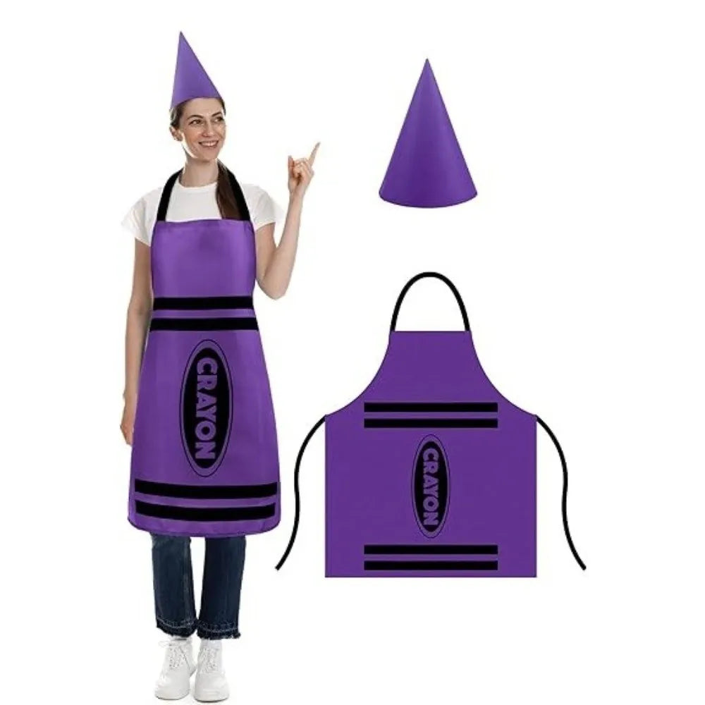 Crayon Costume Apron & Cone Hat Set – Adults Halloween Halloween Costume Set Nixie