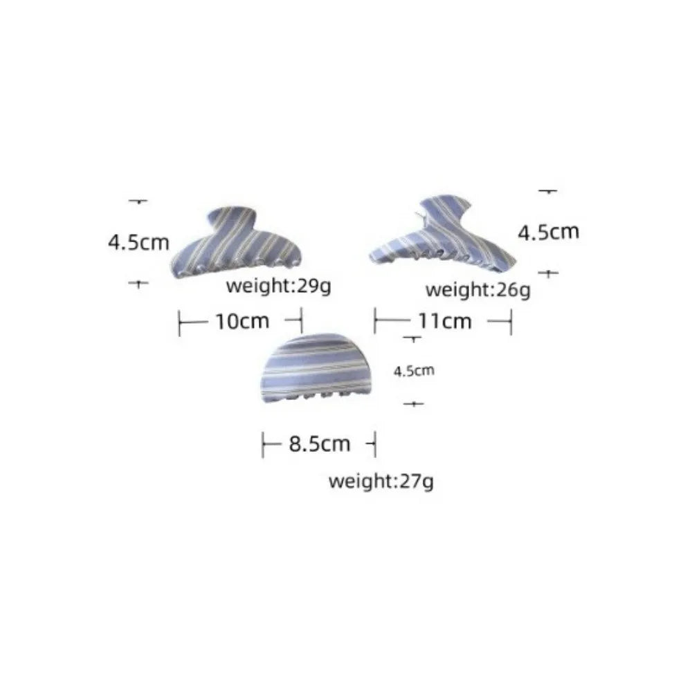 Blue Stripe Geometric Hair Claw Clip – Semicircle Barrette Hair Claw Clip Nixie