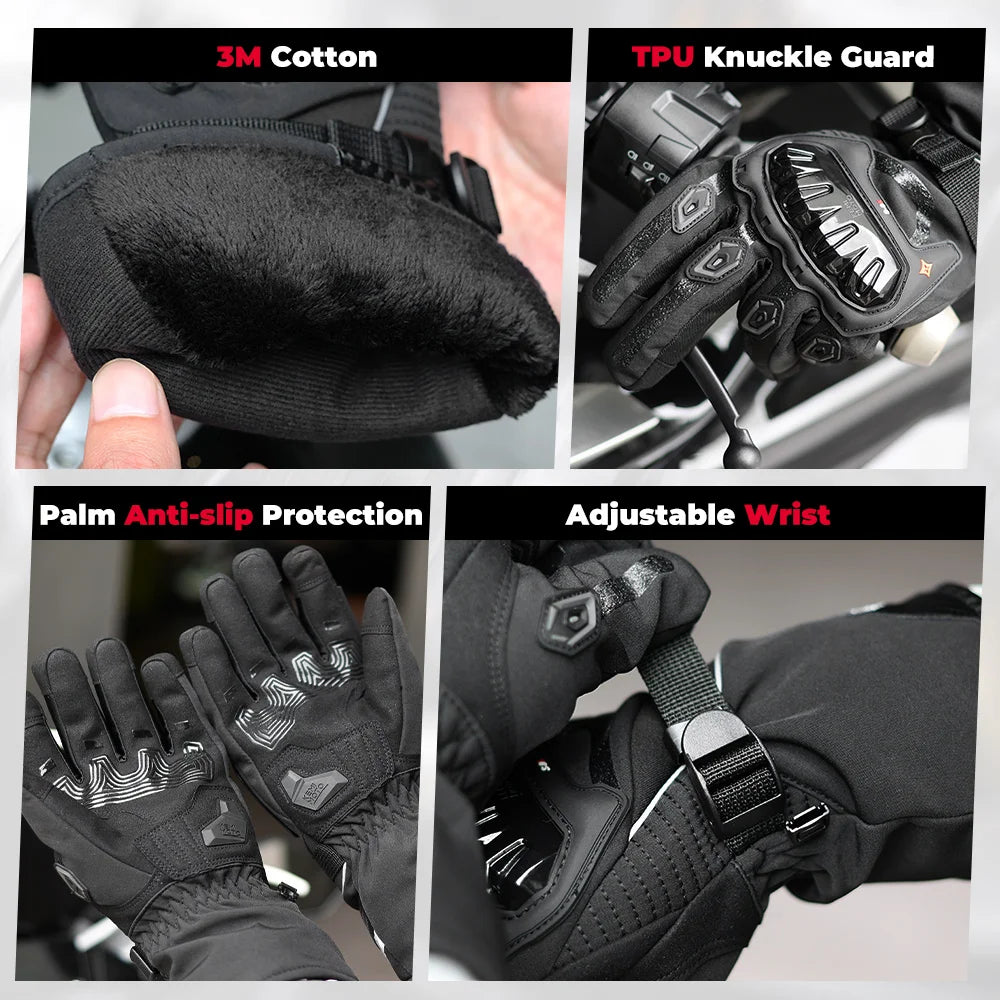KEMIMOTO CE Winter Motorcycle Gloves – Waterproof Touchscreen Motorcycle Gloves Nixie