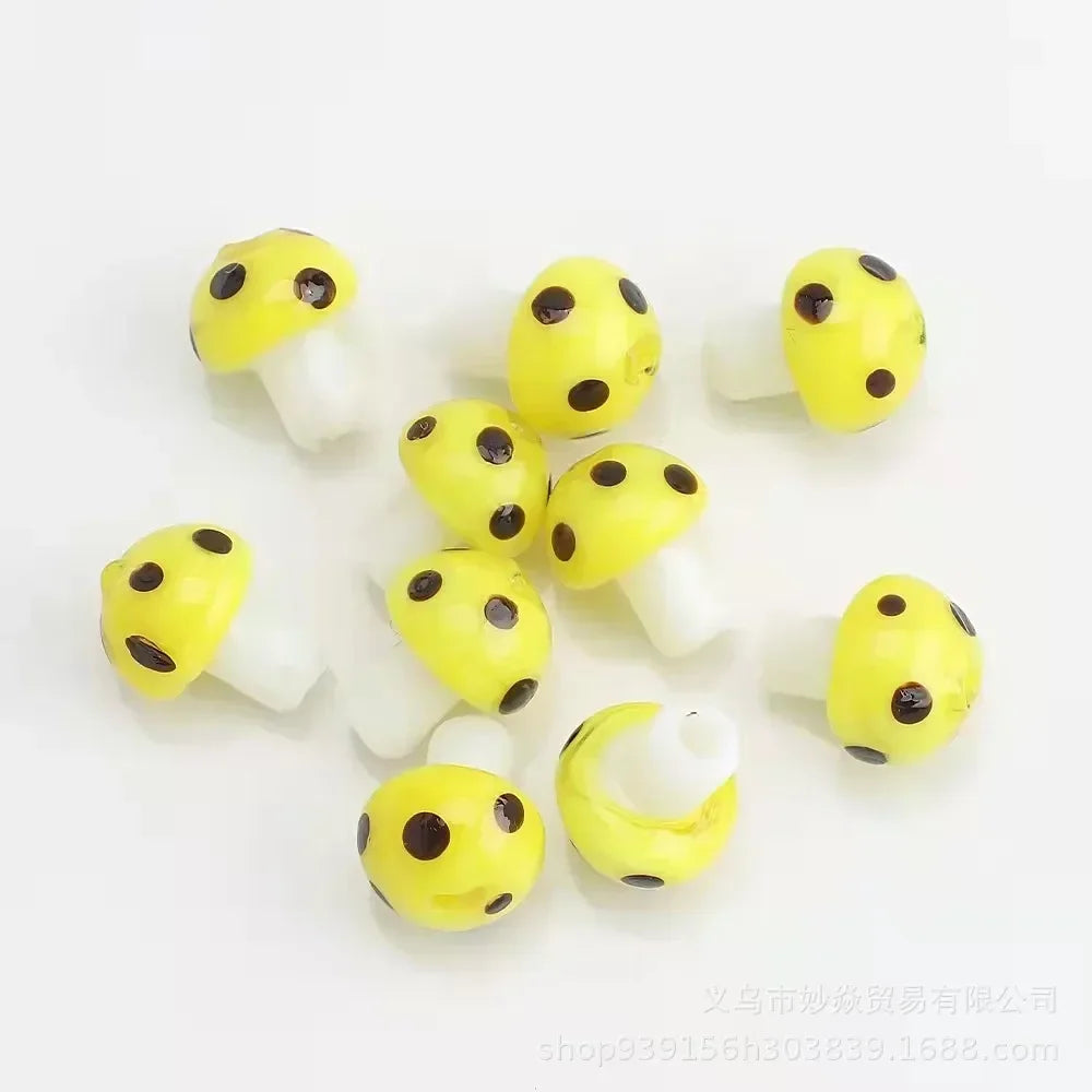 5Pcs Mushroom Crystal Glass Beads for DIY Jewelry Making Jewelry Making Beads Nixie